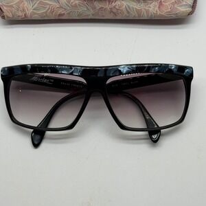 Vintage Marchon Rio Cool Blue Oversized Sunglasses Frame France Black Gradient